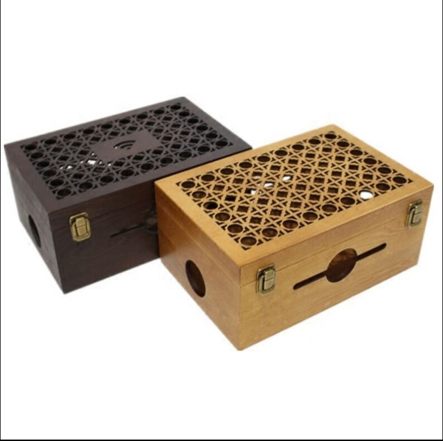 Personalized Home Decoration Wooden Wire Cable Storage Box  Wooden Router Box
