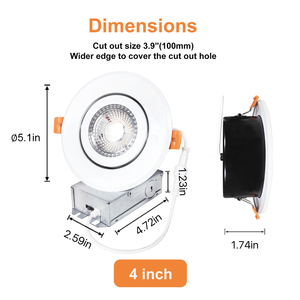 Ac120v Gimbal phong cách lõm Downlight thay đổi độ sáng 5cct có thể điều chỉnh Gimbal potlight 4 inch - Product Image 6