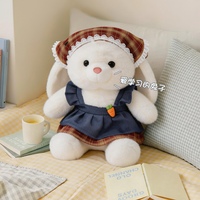 Peluche Lapin Drôle MonsCute en Tenue de Jean avec Accessoires – Lapin Blanc Kawaii en Peluche