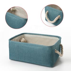 Homeplus 2024 nuevos contenedores de almacenamiento grandes de lino decorativos personalizados con asas Cubby Bins para oficina hogar estantes dormitorio - Product Image 1