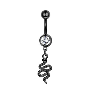 CRYSPURE 14g Anello da <span class=keywords><strong>ombelico</strong></span> in acciaio inossidabile placcato nero da donna, con zircone, <span class=keywords><strong>serpente</strong></span>, luna, rosa, pendente, gioielli per <span class=keywords><strong>piercing</strong></span> all'<span class=keywords><strong>ombelico</strong></span>, all'ingrosso, OEM - Product Image 6