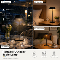 Lampe de table LED sans fil de luxe moderne corps en aluminium lampe de bureau décorative rechargeable pour restaurant alimentée par batterie