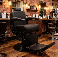 Fauteuil de Barbier Hydraulique de Luxe Rétro pour Salon de Coiffure, Inclinable, pour Coupe de Cheveux, Toilettage et Massage, en Cuir, Idéal pour Usage en Salle de Sport