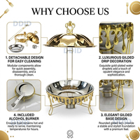8L Gold Rundes Chafing Dish Buffet-Set Hängendes Buffet-Speisenwärmer-Set für Hochzeiten und Catering Luxuriöses Chafing Dish Set für Restaurants