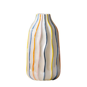 Ensemble <span class=keywords><strong>de</strong></span> vases en céramique texturée à rayures colorées - Vases décoratifs ludiques pour la maison et la salle à manger - Product Image 5