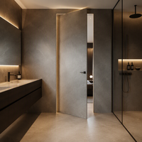 Puerta de Baño de Aluminio Impermeable al Por Mayor con Vidrio Esmerilado para Proyectos de Apartamentos Modernos, Precio de Fábrica, Suministro al Por Mayor