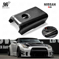 Couverture de repose-bras arrière en fibre de carbone avec porte-gobelet pour Nissan GT-R R35, accessoires intérieurs