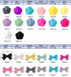 En venta: Cuentas de silicona con forma de rosa, bolígrafos, dijes de PVC para joyería, para clips de chupete, mordedores, artículos para abalorios y collares - Product Image 5