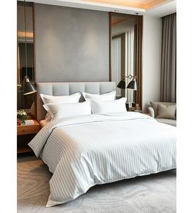 Ensemble de draps plats à rayures blanches en pur coton Doux au toucher Entretien facile Parfait pour les hôtels Resorts et l'utilisation quotidienne de la chambre à coucher à domicile - Product Image 3