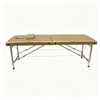 Table de massage professionnelle pliable à 2 sections avec pieds en acier inoxydable pour salon de tatouage