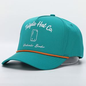 หมวกเบสบอลแบบ snapback ผ้าไนลอนสีน้ำเงิน แห้งเร็ว ปีกโค้ง ปักโลโก้ 5 ชิ้น คุณภาพสูง แบบกำหนดเอง (OEM) - Product Image 2