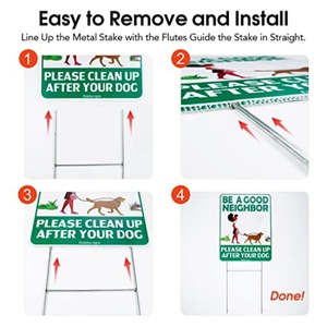SmartSign Paquete de 4 letreros para recoger excrementos de perro (9 x 12 pulgadas) 'Por favor, sé un buen vecino y limpia después de que tu perro haga su necesidad' Material PP con estaca - Product Image 4