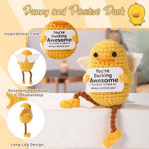 Pato positivo de patas largas de punto hecho a mano con alas, apoyo emocional, pato Ángel, Animal de ganchillo para regalo de cumpleaños inspirador - Product Image 3