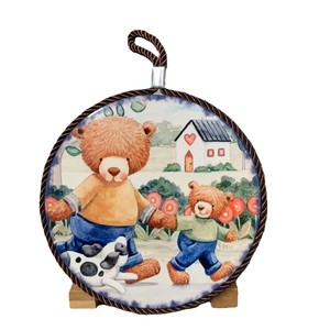 Ours de Noël Design Double Couche Liège Tapis De Table À Manger Assiette En Céramique Personnalisable Pot De Sable Ménage Bol-Isolation Thermique - Product Image 1
