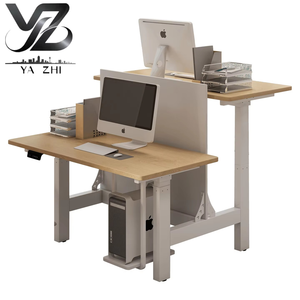 Yazhi Liftable Commercial Modern Work Table with Baffle Standing Steel Double <b>Computer</b> <b>Desk</b> White Screen - Product Image 1