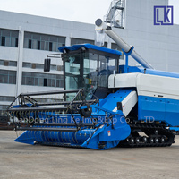 Nouvelle Moissonneuse-batteuse agricole autotractée à chenilles chinoise, à alimentation complète, 4 rangs, pour maïs, blé et riz, 75KW 99KW, large portée