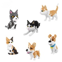 16036-16043 Serie de Bloques de Construcción Mini para Mascotas (Perros y Gatos), Pequeñas Partículas, Decoración, Juguete de Regalo para Niños y Niñas