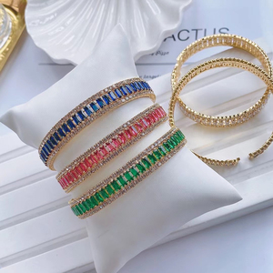 Pulsera de tenis de circonia cúbica, brazalete con diamantes brillantes, diseño geométrico, clásico, Glamour, colorido, 24k, <span class=keywords><strong>2022</strong></span> - Product Image 5