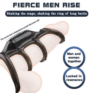 Vibrierender <span class=keywords><strong>Penis</strong></span> ring mit vier Ringen Verzögerung Ejakulation schloss für Männer Leistungs starke Vaginal-und G-Punkt-Stimulation paare Sexspielzeug - Product Image 6
