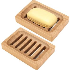 Eco Friendly Natural Nature Bamboo Soap Box Tray Case Dish Holder Rustic Stainless Steel Wall Mount Bamboo Wood Wooden Soap Dish