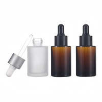 30ml Huile Essentielle Sérum Épaule Plate Givré Transparent Ambre Emballage Cosmétique Flacon compte-gouttes en verre