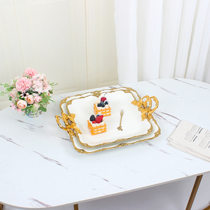 <span class=keywords><strong>2025</strong></span> độc đáo vàng rim sứ nhà bếp tấm bộ đồ ăn vuông phục vụ tấm với xử lý - Product Image 2