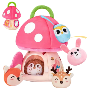 Juguetes <span class=keywords><strong>de</strong></span> Peluche Personalizados, Casa <span class=keywords><strong>de</strong></span> Peluche con Forma <span class=keywords><strong>de</strong></span> Hongo, Adorable Casa <span class=keywords><strong>de</strong></span> Peluche con Animales como Zorro, Erizo, Búho, Conejo y Ciervo para Niños - Product Image 1