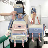 Conjunto de Mochila Oxford Impermeable Personalizada de 5 Piezas, Gran Capacidad, Escolar, Unisex, para Adolescentes, Linda Mochila Estudiantil con Forro de Algodón