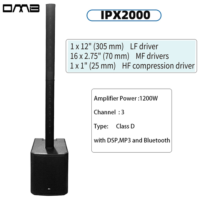 IPX2000 1200W Line Array Professional Audio Powered Column Speakers Active Subwoofer Built-in Class D Power Dsp Amplifier