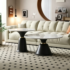 Modern Black Base Round <b>Nesting</b> <b>Coffee</b> <b>Table</b> <b>Set</b> Marble Top Light Luxury Living Room Hotel Center Side <b>Table</b> - Product Image 6