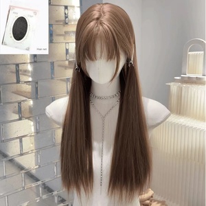 El conjunto completo de pelo largo y liso para mujeres, moderno y juvenil, humano realista - Product Image 1