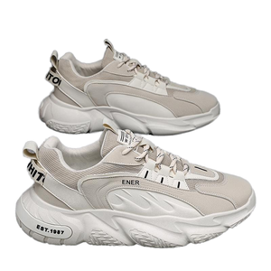 Chaussures de course à lacets pour hommes, nouvelle collection été 2025, respirantes en maille, tendance, polyvalentes, décontractées, à semelle épaisse, résistantes à l'usure, style « Dad Shoes » pour jeunes. - Product Image 1