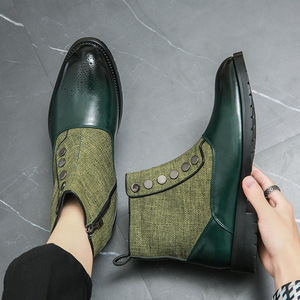 Botas para hombre más vendidas, botas de trabajo británicas de caña alta a la moda, zapatos casuales de caña media versátiles para hombre - Product Image 5