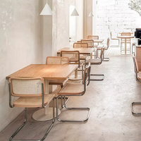 Chaises de salle à manger en métal minimalistes et solides avec dossier en rotin, style nordique rétro, pour appartements et salons – Vente en gros Haofa