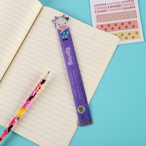 Règle en plastique multifonctionnelle de 15 cm, motif vague de dessin animé mignon, fournitures scolaires pratiques et créatives pour la géométrie mathématique, lot en gros - Product Image 4