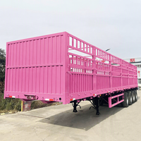 Semi-remorque à 4 essieux pour le transport de bétail et de marchandises, capacité de 80 tonnes, avec clôture à piquets, pour le transport de céréales, de bétail et de légumes