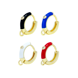Pendiente de aro con zirconia cúbica para mujer, Piercing, hipoalergénico, minimalista, versión geométrica, ajustable, 18K, chapado en oro - Product Image 2