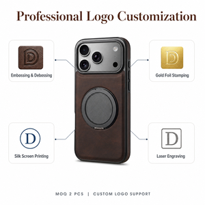 Étui de téléphone en cuir PU avec support rotatif à <span class=keywords><strong>360</strong></span> degrés, support magnétique pour voiture, cadre en TPU noir mat, coque arrière en PC pour iPhone - Product Image 3