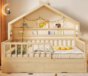 Venta caliente precio al por mayor Montessori de madera maciza Babi camas para niños moderno diseño personalizado almacenamiento niño casa Cama - Product Image 4