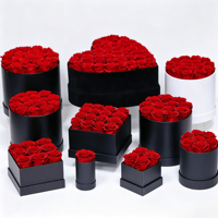 Roses éternelles personnalisées dans un coffret cadeau carré, 4 roses éternelles artisanales pour l'anniversaire des femmes, la Saint-Valentin, Noël