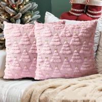 Housses de coussin de Noël douces sans rembourrage, nouvelles housses de coussin en forme d'arbres de Noël pour la décoration de la maison, taies d'oreiller brodées