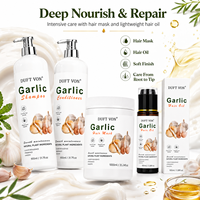 Kit de Soins Capillaires Naturels à l'Ail 900ml pour Cheveux Afro 4C : Shampoing, Après-Shampoing, Masque et Huile Hydratants Profonds pour Fortifier