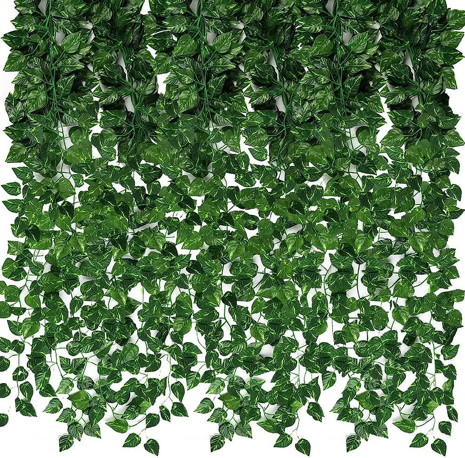 人工アイビー緑ガーランド偽のつる植物をぶら下げ背景寝室の壁の装飾ジャングルテーマパーティー結婚式の緑の葉