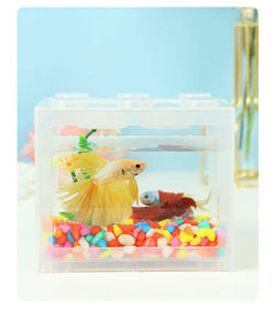 Mini aquarium en acrylique transparent, blocs de construction, réservoir à poissons créatif pour bureau, petit aquarium pour poissons rouges, bol à poissons en plastique - Product Image 6