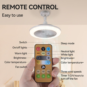 Moderne Smart Plafond Led <span class=keywords><strong>Ventilateur</strong></span> Lumière Intelligent Gradation Maison E27 <span class=keywords><strong>Ampoule</strong></span> Tête Mobile 360 Rotation Télécommande LED <span class=keywords><strong>Ventilateur</strong></span> de Plafond - Product Image 3