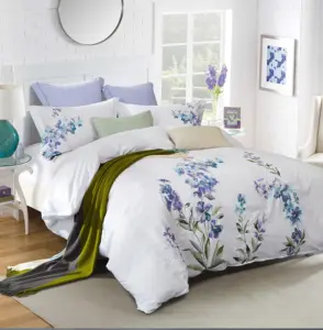 典雅豪华100% 纯棉酒店床上用品套装刺绣床罩床单套装床单