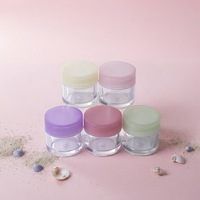 Mini pot en plastique transparent à paroi côtelée mate avec couvercle à vis, 20g, vide, pour échantillons cosmétiques (crème pour les yeux, masque, baume)