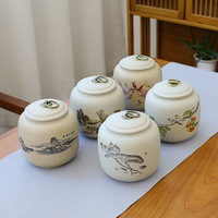 Boîte à thé en céramique de grande capacité en étain pour le stockage du thé Poterie brute Théière en céramique Pots de médecine traditionnelle chinoise avec couvercle