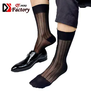 Meias com design de logotipo personalizado, meias seda pura de nylon para homens
