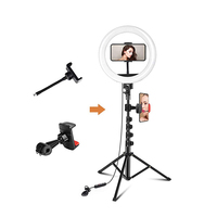 Éclairage Ring Light à led de 10 pouces avec trépied et support, lumière pour Selfie, Youtube